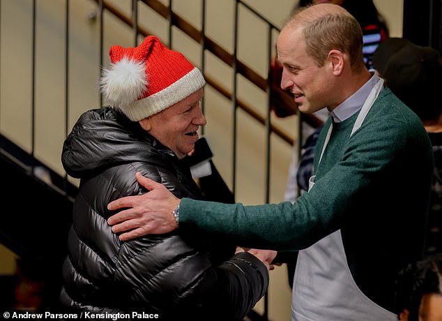 Breath of a new heir: six minutes later, Prince William was already wearing a comedy apron, handing out roast potatoes at a charity Christmas lunch.