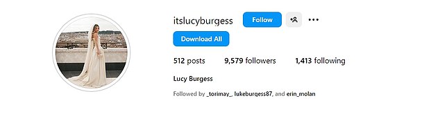 Lucy has wasted no time updating her Instagram account to the shiny new @itslucyburgess.