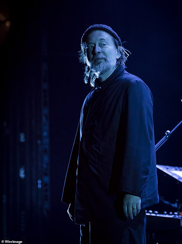 Thom Yorke stormed off stage during his show in Melbourne on Wednesday night (pictured on stage) after a fierce confrontation with a pro-Palestinian protester.