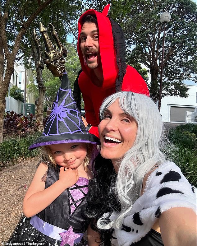 Matty wore an all-red devil costume with a horned hood and a pitchfork while his wife dressed as Cruella de Vil.