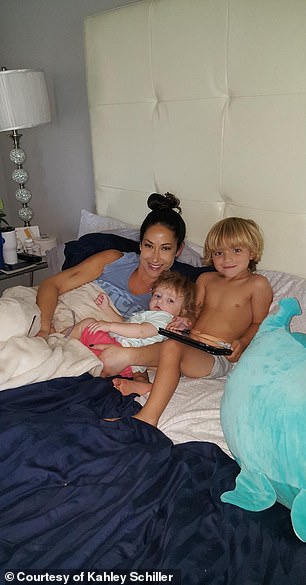 The active mother of two (pictured with her children after the diagnosis) was forced to start putting her will and other matters in order while she waited for a liver.