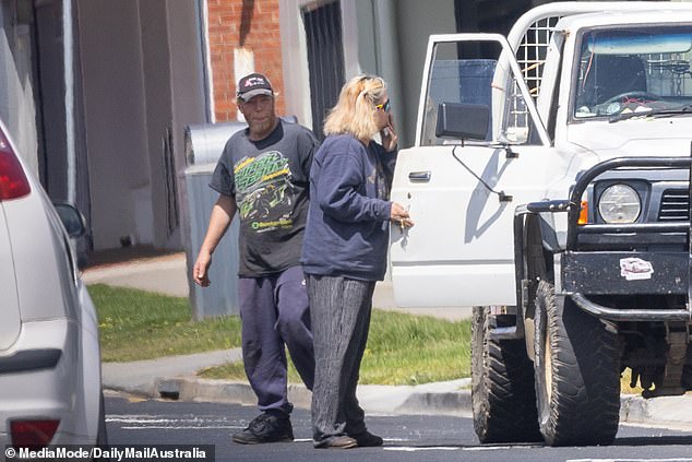 Jamie McCulloch is pictured with Jacinta King near the Salvation Army on Thursday.