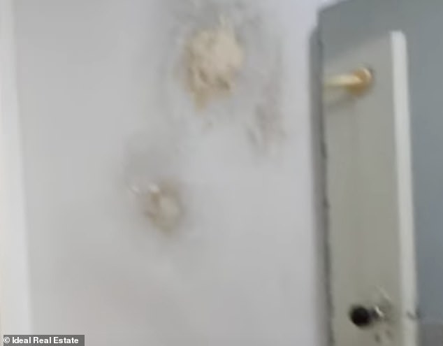 The bathroom did not appear in photos on the property's site, but it did appear in a YouTube video. The reason a photo was not included could be due to the mold (pictured)