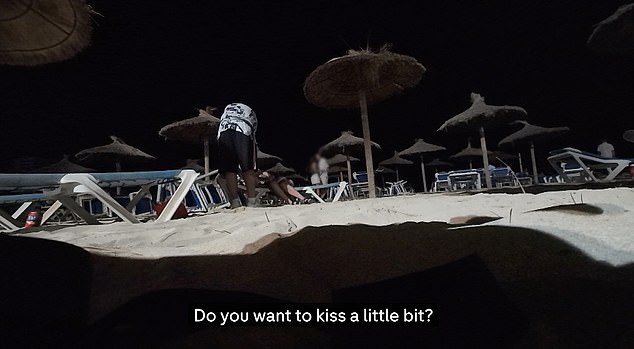 Things take a dark turn when a man asks a seemingly drunk Ellie: 'Do you want to kiss us a little?'