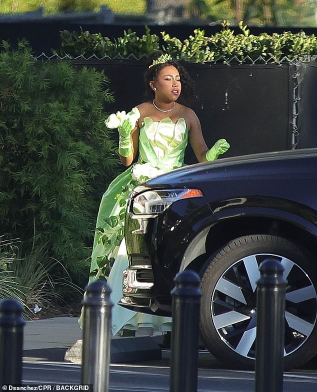 North looked adorable in her luxurious ballgown for the day.