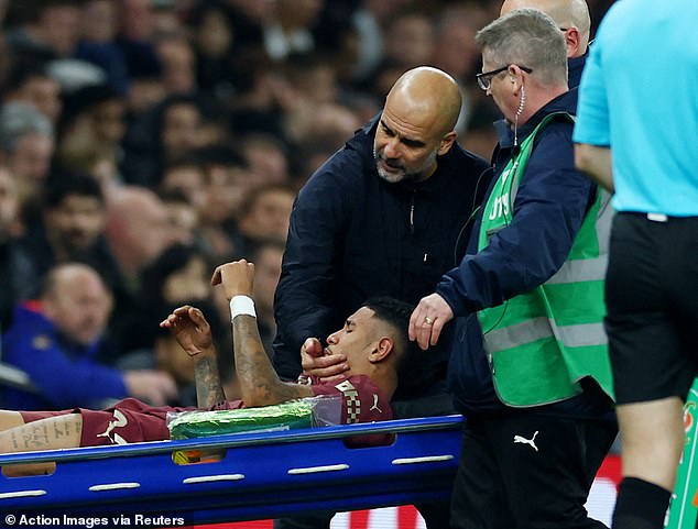 Summer signing Savinho was stretchered off after his ankle injury against Tottenham