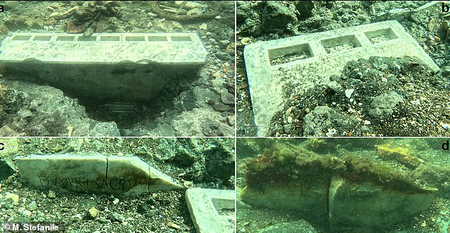 Archaeologists discovered large stone slabs and altars among the temple ruins. A marble slab had the Latin inscription engraved 