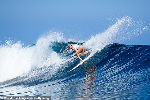 The Australian set the women's world record for the largest wave surfed at 13.3 meters