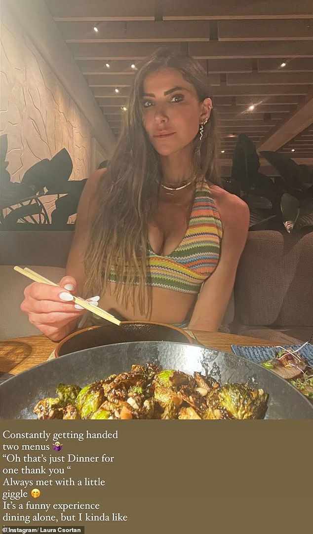 The former Great Outdoors host, 47, shared a photo on Instagram of herself looking glamorous while dining at a beachside Hawaiian restaurant and captioned it with some revealing words.