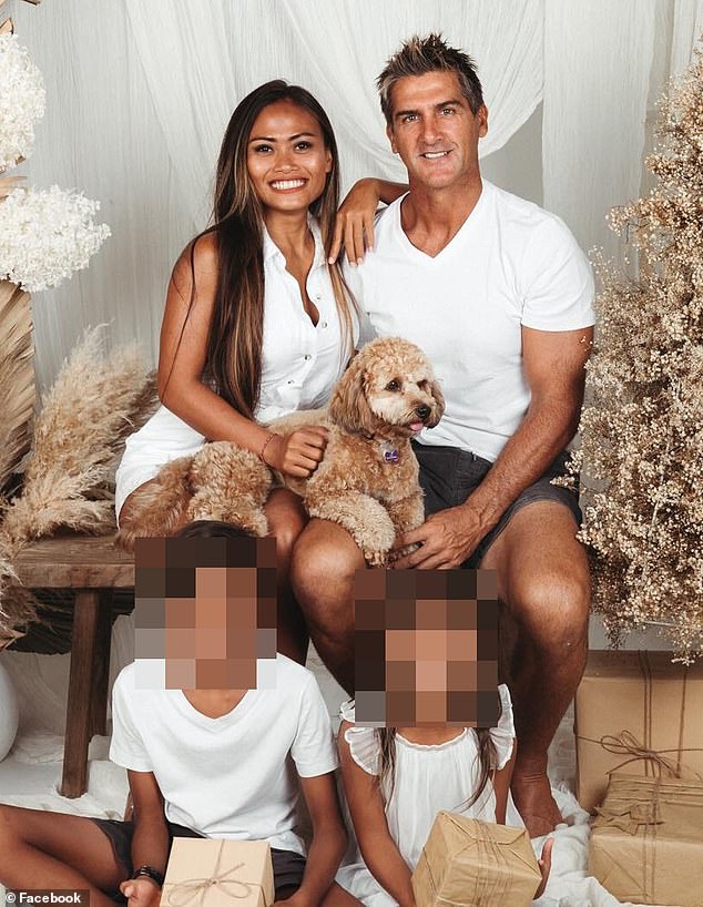 Sarnanitha 'Nitha' Olarenshaw claims she was illegally detained after being arrested over allegations she was offered sex at her Flame Seminyak spa. She is pictured with her ex-husband Ricky Olarenshaw.