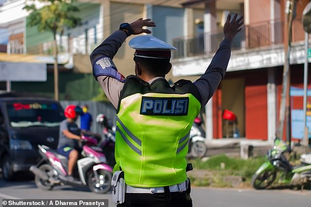 Around 125 officers have been deployed to Bali as part of Operation Jagratara, and 20 jeeps and 20 patrol motorcycles have also been deployed (file image).