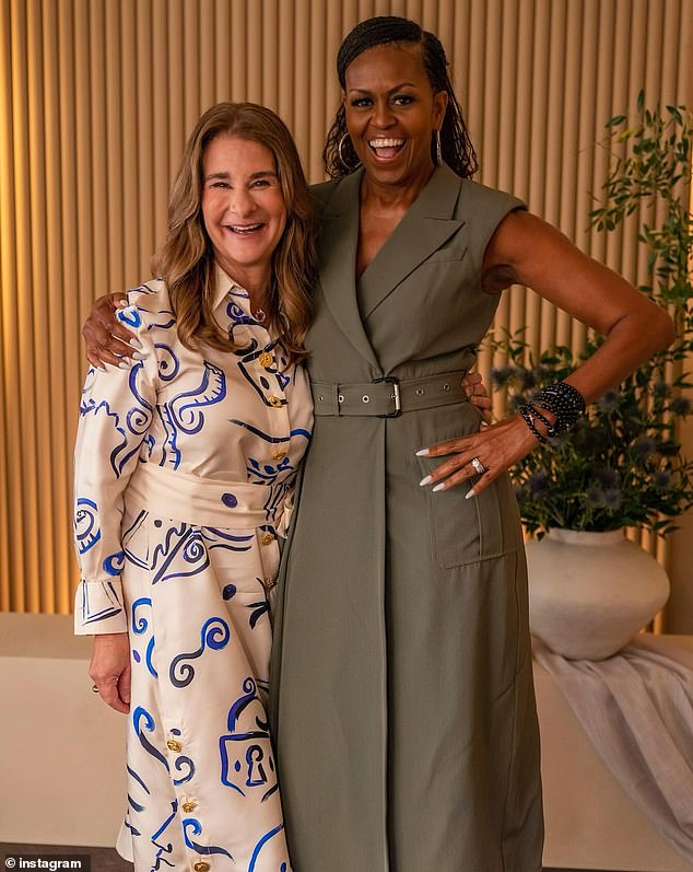 Melinda French Gates' (pictured with Michelle Obama) split from Bill Gates and their shared charities is what led her to speak out on political issues like abortion and endorsing Kamala Harris for president.