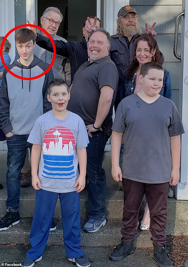 South (above left) appears with his family in a 2018 photo with grandfather David Easterson to his left.