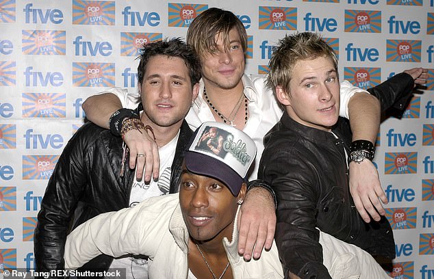 All rise: Lee is best known for being a member of the boyband Blue (clockwise: Anthony Costa, Duncan James, Lee and Simon Webbe)