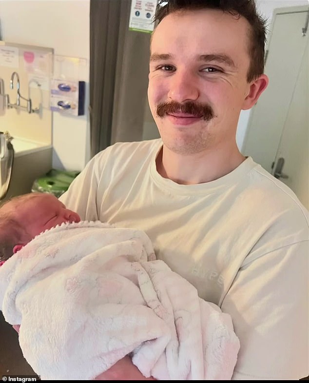 Matty's stepson Ethan, 23 (pictured) and his wife Maddy welcomed their first daughter, Illyria Fay Acton, into the world on Monday, less than a week before her due date of the 5th. of October.