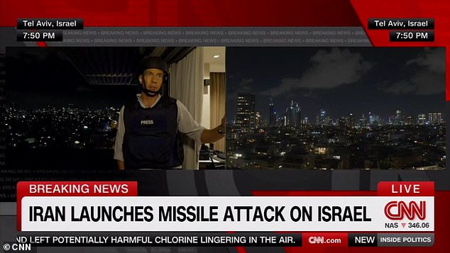 Minutes before Amanpour's remarks, his colleague Jim Sciutto was forced to abandon his position on a Tel Aviv rooftop as the missiles approached.