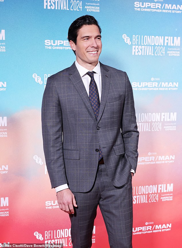 Actor Will, 32, looked beefy as he wore a custom-made gray plaid suit with yellow detailing.