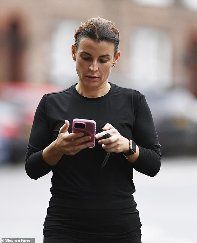 The 38-year-old wore all-black workout clothes for the outing which came after her husband Wayne sparked health problems.