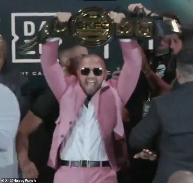 McGregor lifted a BKFC title belt after intervening between Tenaglia and Soto