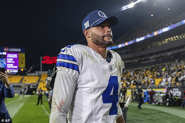 Prescott led the Cowboys to a late victory over the Steelers last weekend with a touchdown to Jalen Tolbert.