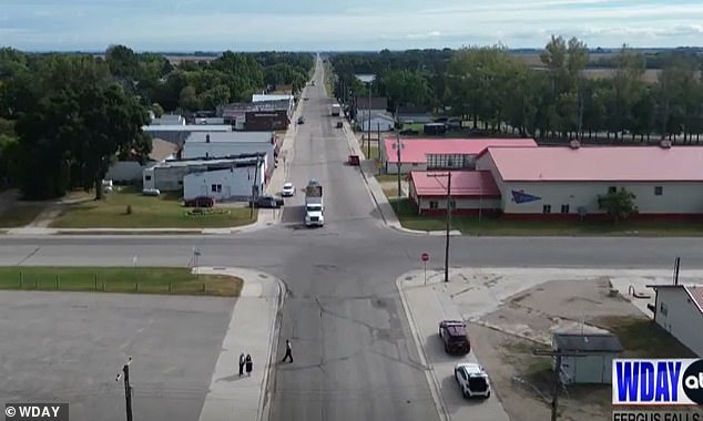 An aerial view of the Hitterdal intersection where Dutcher ran at 113 mph