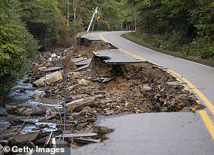 Damage from Hurricane Helene in Black Mountain, North Carolina