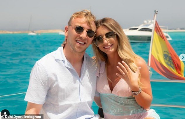 The former soap star, 46, was delighted to see her daughter is marrying West Ham player Jarrod (pictured together).