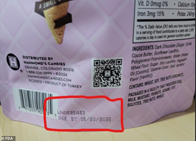 The four-ounce bags were distributed at retail stores in 39 states and had expiration dates of March 20, 2025, and May 20, 2025.