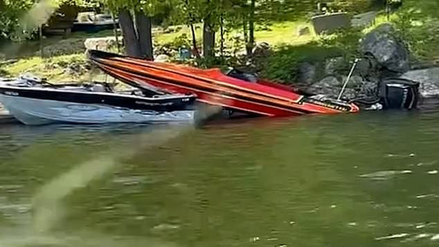 The images showed a red speedboat labeled with the name 