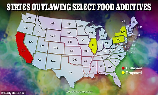 California has banned six food additives, while states such as New York and Illinois have introduced similar laws.