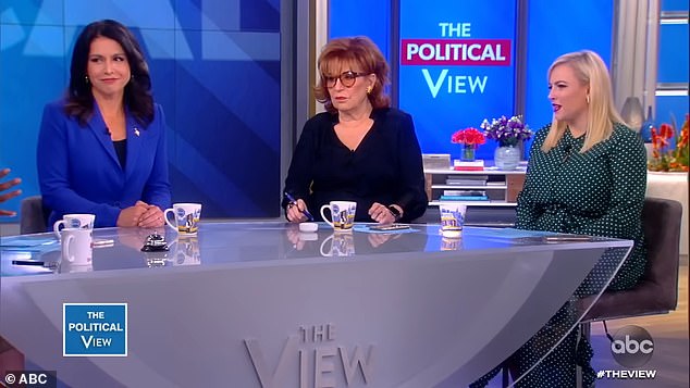 Gabbard and McCain (right) on The View in November 2019 alongside comedian Joy Behar.