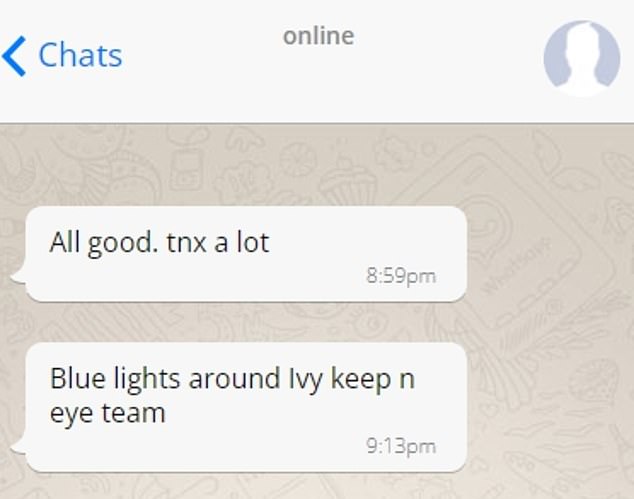 Ivy staff claimed the internal WhatsApp chat group had a code phrase 'blue lights' to warn about police.