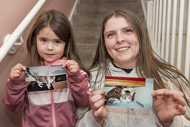 Susan Manson and her daughter Merran with photographs of Mona taken more than a decade ago