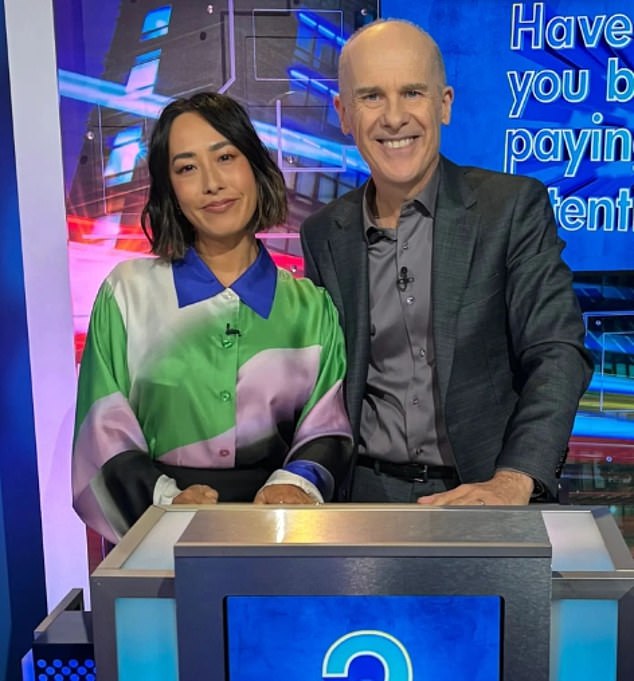 Melissa's food faux pas occurred during her appearance on the Channel 10 quiz show Have You Been Paying Attention? on Sunday night. Melissa is pictured with HYBPA host Tom Gleisner