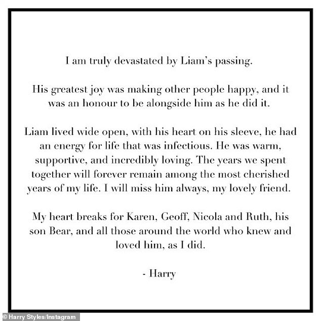 Following the band's hours of joint statement, the singer took to Instagram to share his own emotional message for his friend, whom he described as 