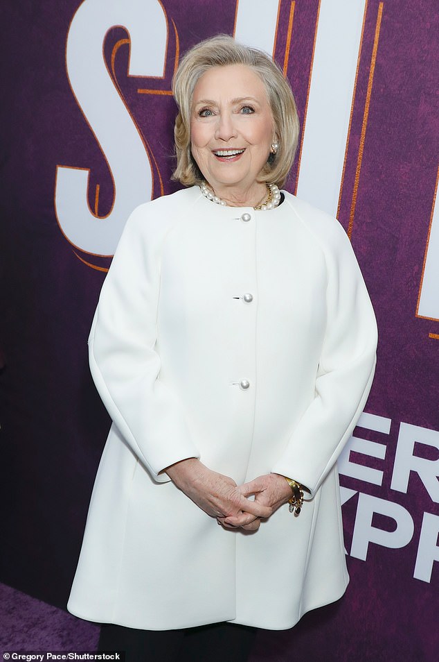 Pictured: Hillary Clinton at Suffs Broadway opening night in April 2024