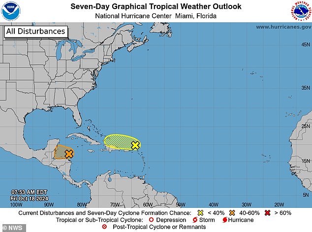 The storm is headed for Belize and Mexico's Yucatan Peninsula and has a 50 percent chance of becoming a tropical storm in the next 48 hours.