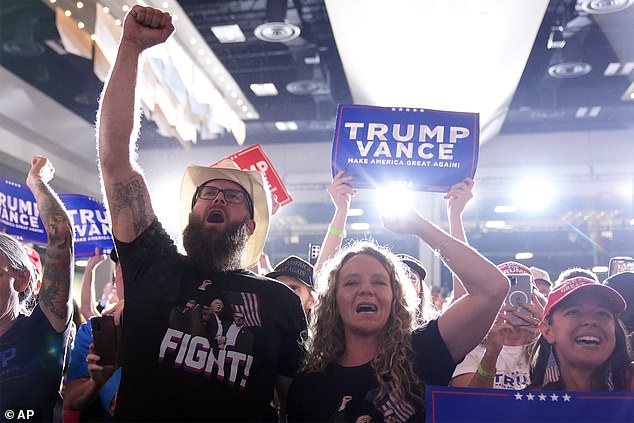 Supporters applaud as former President Donald Trump, Republican presidential candidate, arrives at a campaign rally at the Gaylord Rockies Resort & Convention Center, Friday, Oct. 11, 2024, in Aurora, Colorado. Rally attendees spoke to DailyMail.com about TDA activity in the area