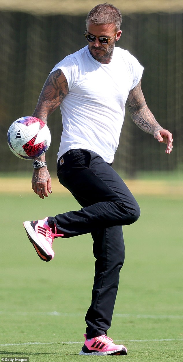 David Beckham during a training session in Fort Lauderdale, Florida