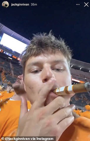 Ginnivan appeared to smoke the cigar in the now-deleted video.