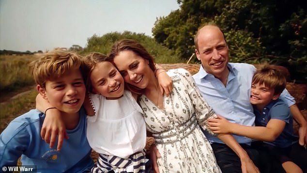 The Middletons have had a difficult nine months, after Kate was taken to hospital for an operation in January and revealed she had cancer in March. William and Kate pictured with their children