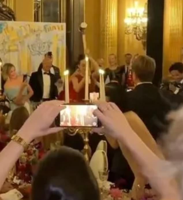 Still from Perry's party at The Ritz Carlton in Switzerland for his 40th birthday, which Sánchez attended. Insiders later confirmed that Bezos was in Europe with his fiancée to take part in the festivities, during which Perry's guests were flown to the hotel.