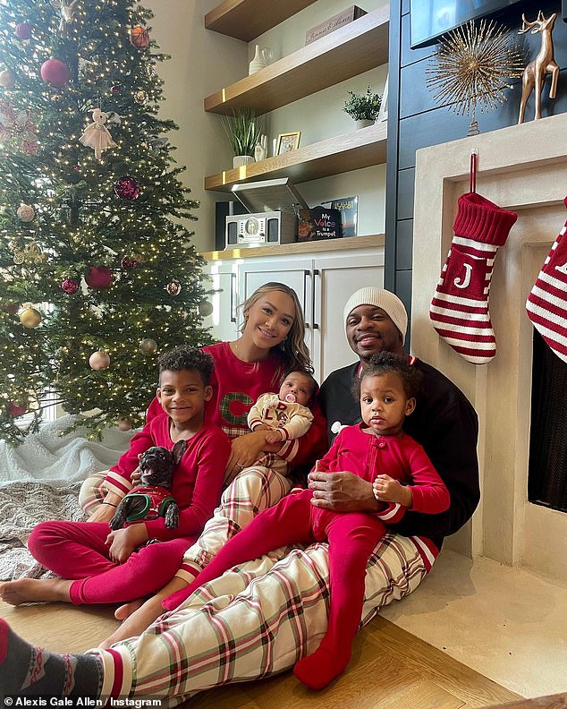 The father-of-six shares three children with Gale: daughters Naomi, four, and Zara, three (pictured with Allen's eldest son Aadyn) and son Cohen, 13 months.