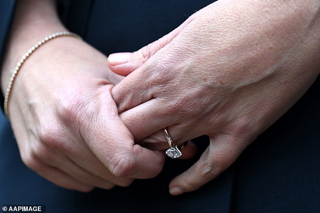 Haydon also wore the diamond bracelet when she announced her engagement to the Prime Minister in Canberra on February 15.