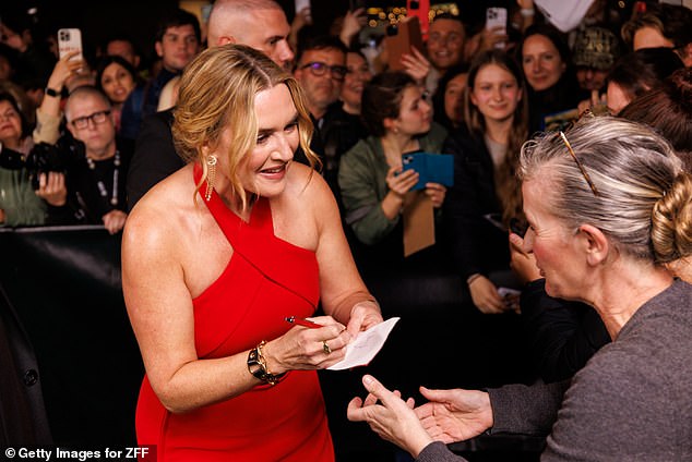 The Dressmaker star was seen signing autographs for fans.