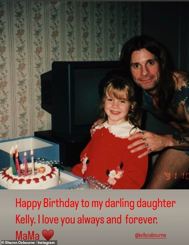 Meanwhile, Sharon took to her story to pay tribute to her daughter as she shared a photo of Kelly as a child with her father.