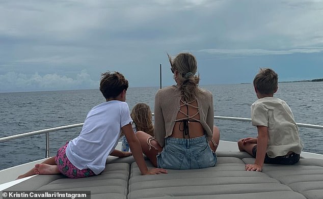 In 2020, the Uncommon founder James, 37, and the Outsider owner, 41, initially agreed to split every two weeks with their 12-year-old son Camden Jack; son Jaxon Wyatt, 10; and daughter Saylor James, 8 (pictured June 24)