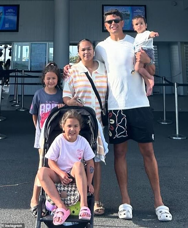 The Souths fullback (pictured with his family last week) reportedly lost 5kg during the off-season and is ready to impress.