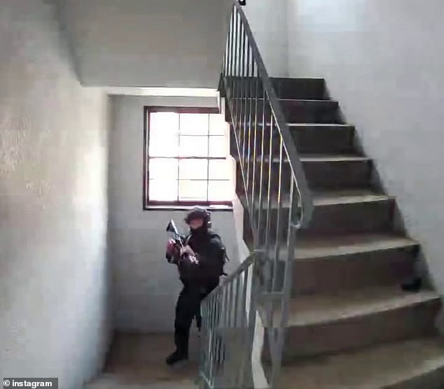 Pollard also filmed armed tactical officers on the steps of the Coogee unit complex.