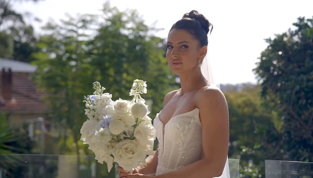 Elsewhere, bride Rhi Disljenkovic was seen looking stunning as she arrived at her wedding.